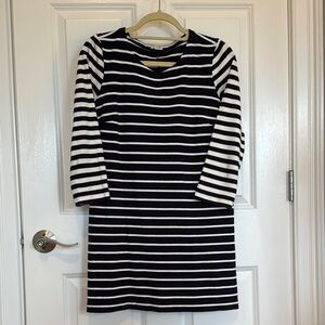 Navy Blue and White Striped Shirt Dress